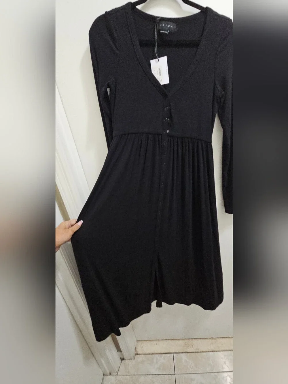 Hatch Black Ribbed Dress NWT